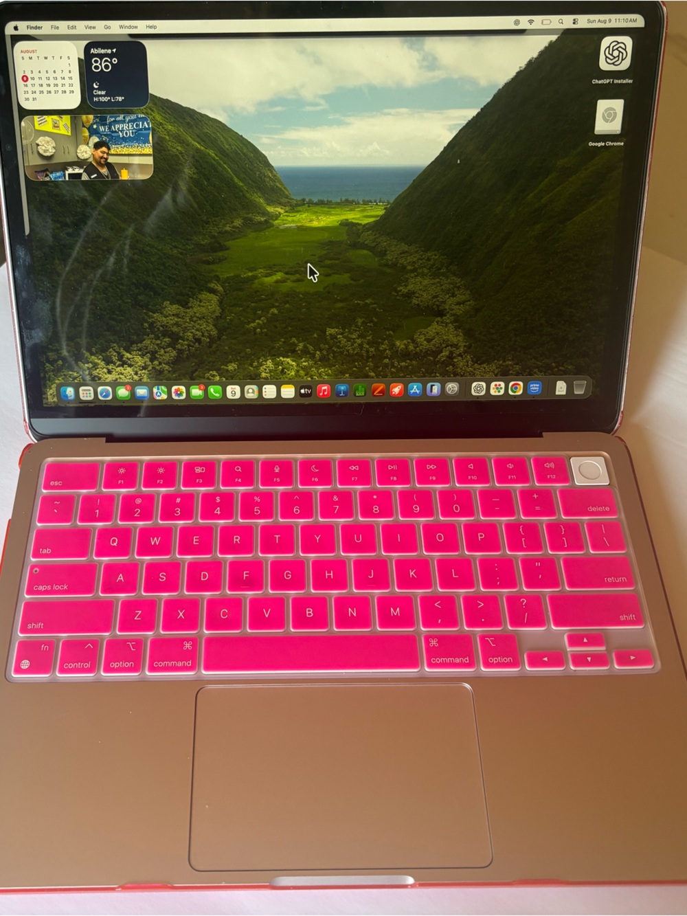 Apple Macbook Neo Laptop 13 inch  with Bright Pink Silicone Keyboard Cover
